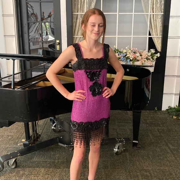 Custom made purple and black flapper dress for a show. - Picture 1 of 8